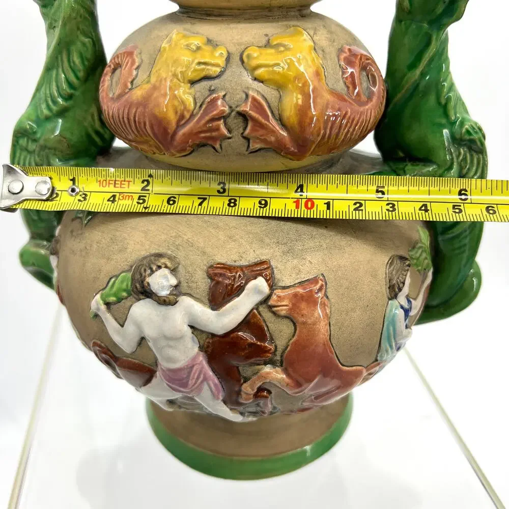 Czecho-Slovakia Erphila Art Pottery Vase Dragon Double Handles Czechosloval 858